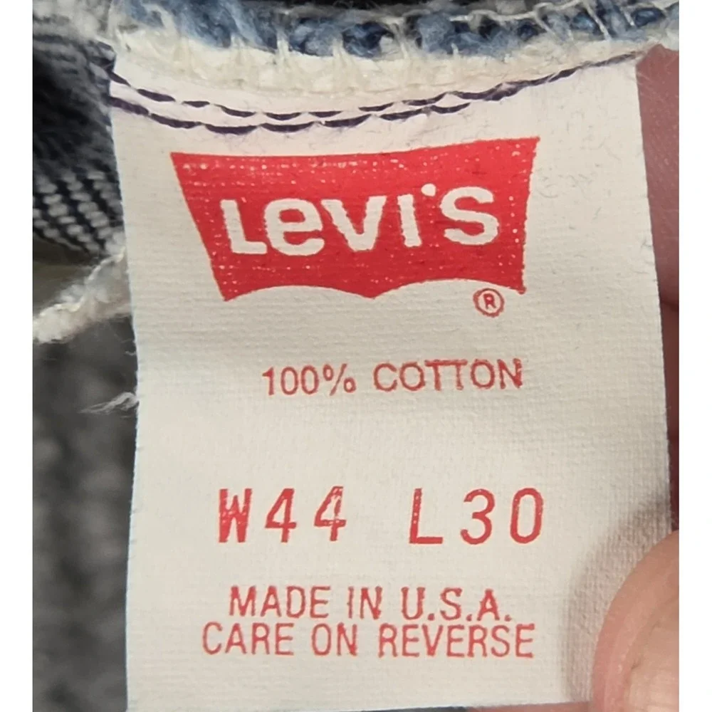 Levi's 505 Orange Tab Jeans Mens 44x30 Dark Wash Straight Leg Vintage 80s USA
